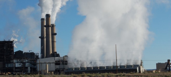 STEAM POWER — Steam generated from a bank of cooling towers at the San Juan Power Plant in northwestern New Mexico portrays one connection between water supply and energy. Like household air conditioners, cooling towers transfer heat from the power plant to the environment. Removing the heat allows the steam from the plant’s turbines to condense from a gas into a liquid. Researchers are seeking ways to capture it and reduce the amount of water used by fossil fuel-fired power plants. (Photo by Vince Tidwell)