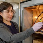 Yuliya tests batteries in her lab to understand how their performance degrades under different conditions.