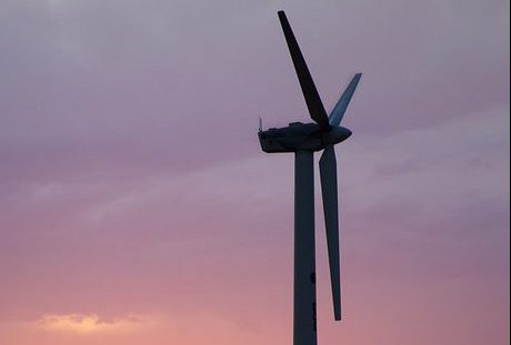 Wind Turbine at Sandia SWiFT facility at sunset