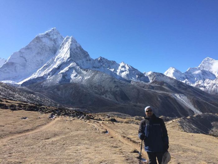 BASE CAMP BOUND — Sandia soil scientist Umakant Mishra starts his hike to the base camp of Mount Everest.
