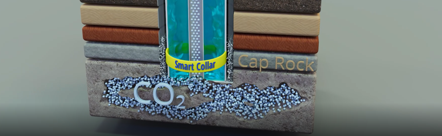 Click to watch an animation of Sandia National Laboratories’ smart collar detecting a leak from a carbon dioxide storage reservoir. (Animation by Max Schwaber) Members of the media can download and use the animation.