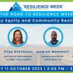a banner showing the listed speakers for the webinar, "On the Road to Resilience"