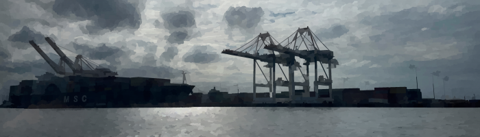 image of cranes in a port